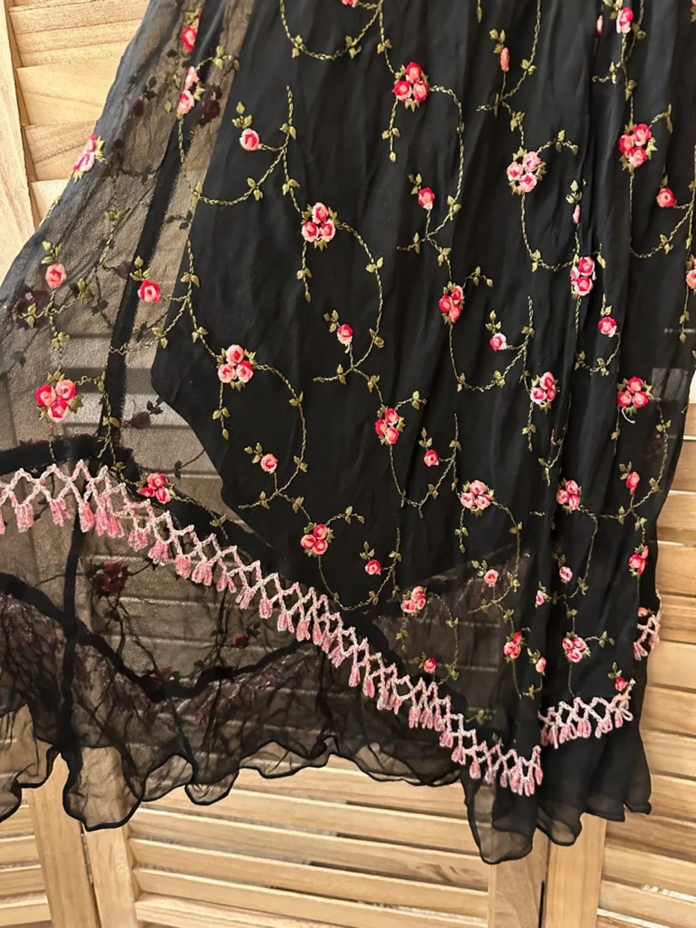 Betsey Johnson Real Vintage Slip Floral Beaded Babydoll Dress size S - Picture 7 of 8